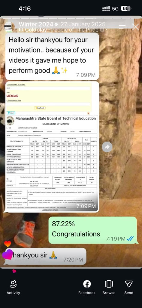 Vedant Marathe 87.22% Distinction